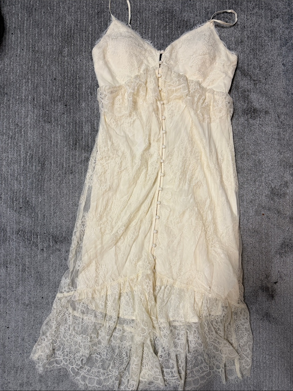 Abercrombie & Fitch Cream Lace Slip Dress with Button Front